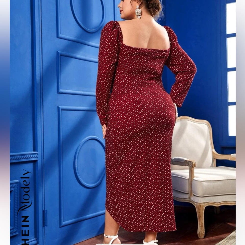Plus Heart Print Wrap Hem Dress
